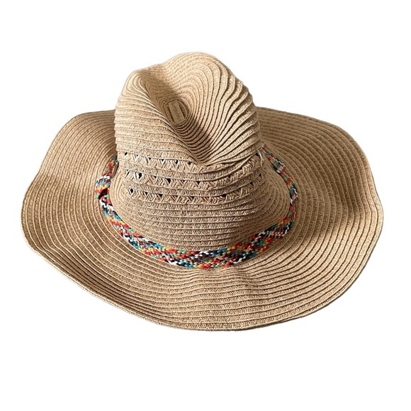 new eddie bauer women’s straw sun hat with colorful band! - Picture 2 of 4